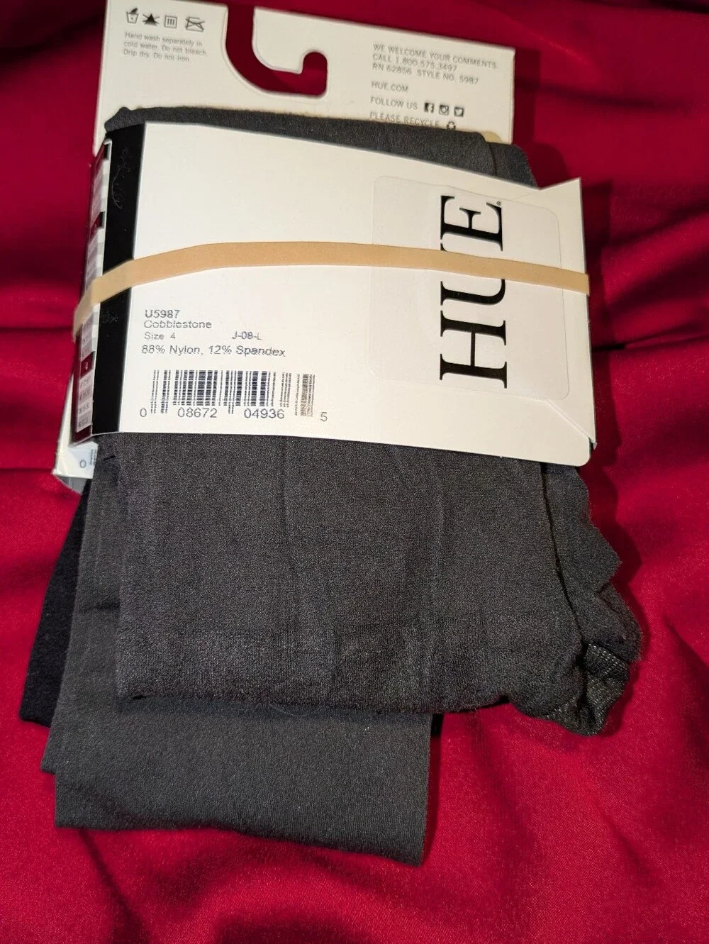 New HUE Black Control Top Tights - Opaque Size 4